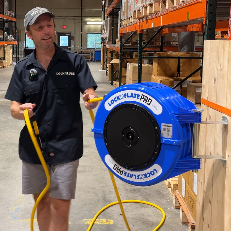 LockNFlate PRO Retractable Air Hose Reel - 75' x 1/2"