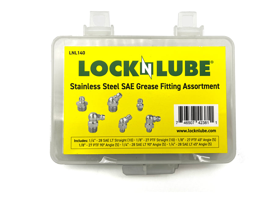 LockNLube Stainless Steel Grease Fittings Set - SAE