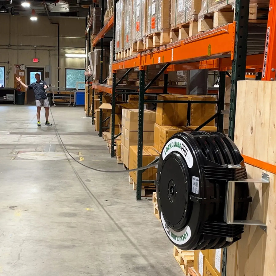 LockNLube PRO Retractable Grease Hose Reel - 50' x 1/4"