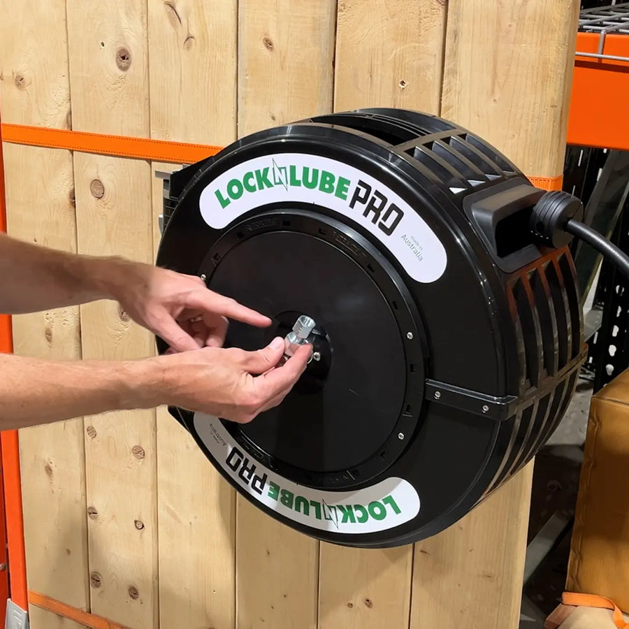 LockNLube PRO Retractable Grease Hose Reel - 50' x 1/4"