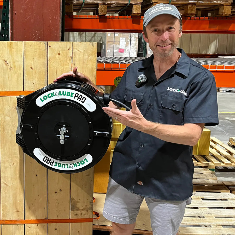LockNLube PRO Retractable Grease Hose Reel - 50' x 1/4"
