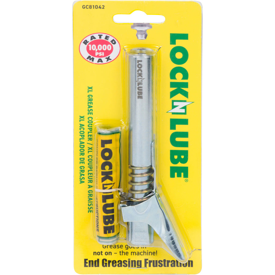 LockNLube Grease Gun Coupler XL - Extra reach for recessed grease fittings