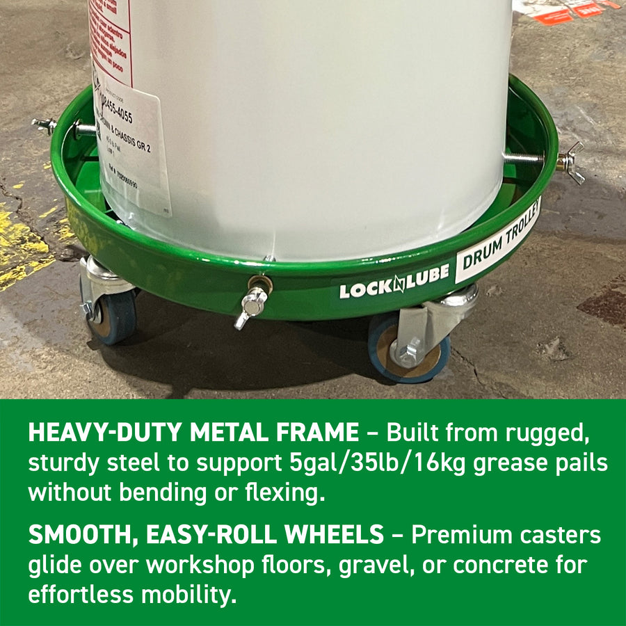LockNLube Drum Trolley for 5gal/35lb/16kg Pails