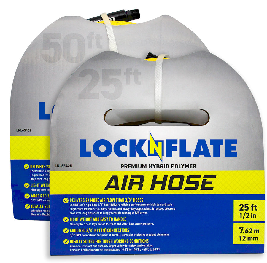 LockNFlate 1/2" Air Hose available in 25' and 50' lengths