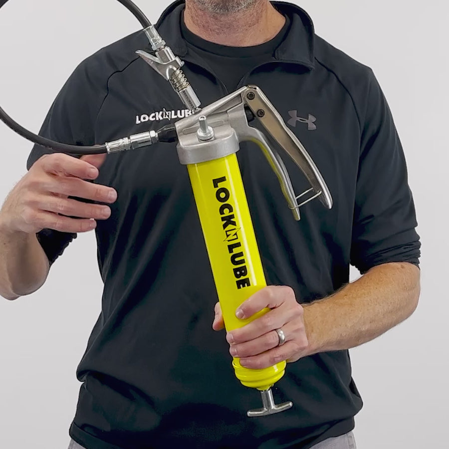 LockNLube Premium Pistol-Grip Grease Gun (Yellow)