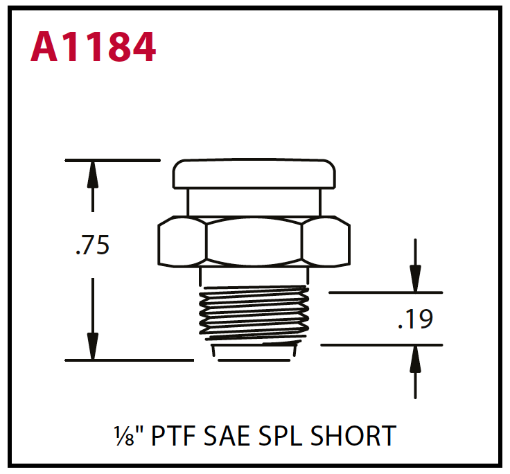 A1184 Standard Button Head Fitting, Straight, 1/8" Male PTF