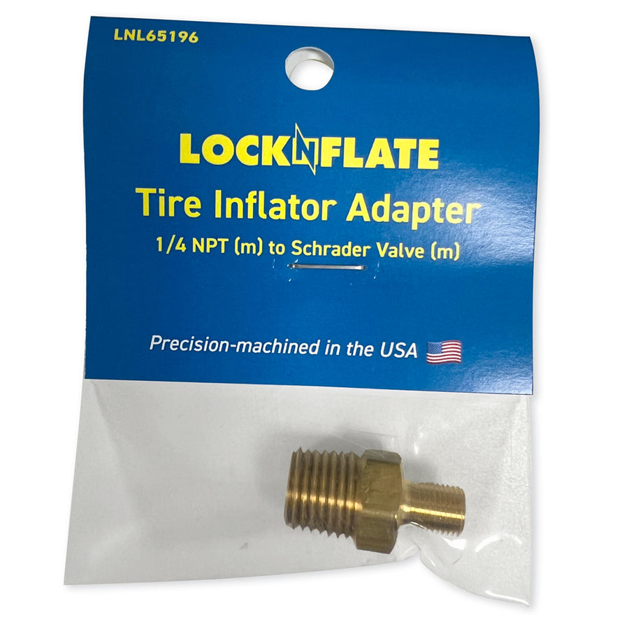 LockNFlate Tire Inflator Adapter 1/4 NPT (m) to Schrader Valve (m)
